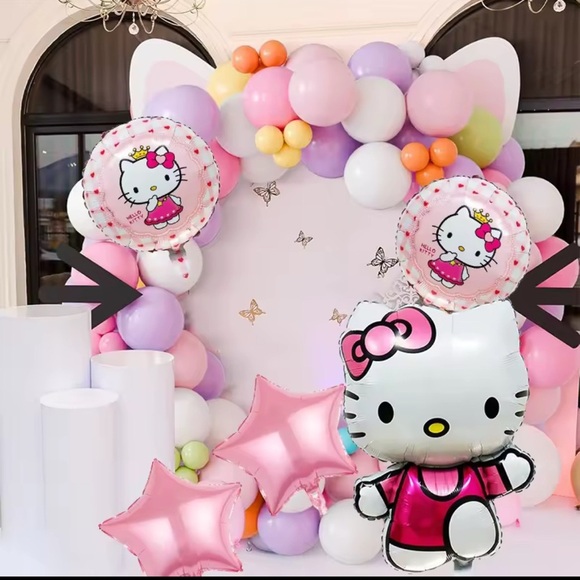 Hello Kitty Pink and White Star Balloon Set! 5 piece bundle! - Picture 3 of 3